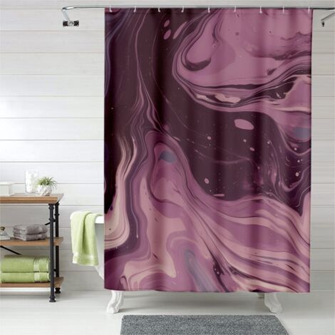 Rideau de douche marbre veiné, œillets plastique, séchage rapide