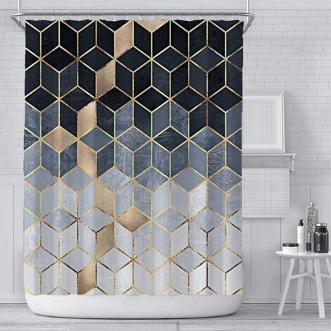 Rideau de Douche Marbre,Blanc Rideau de Douche Textile pour Hôtel/Spa/Ferme,Standard Size Rideau de Douche imperméable et Lavable