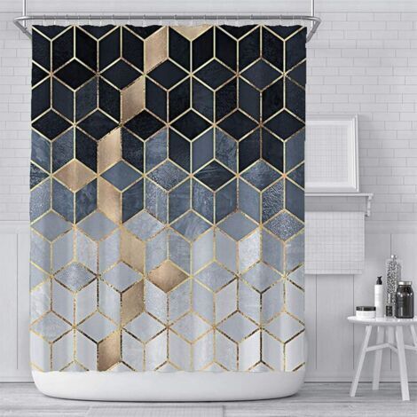 Rideau de Douche Marbre,Blanc Rideau de Douche Textile pour Hôtel/Spa/Ferme,Standard Size Rideau de Douche imperméable et Lavable