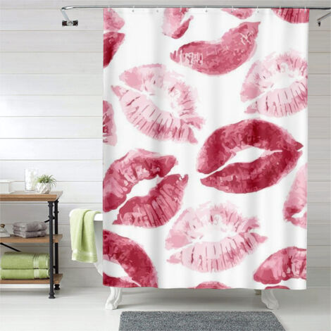 Rideau de douche motif amour doux Valentine, tissu imperméable, 150x180 cm