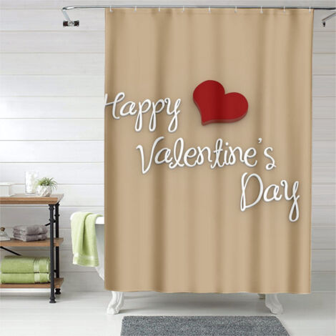 Rideau de douche motif amour romantique pastel, polyester imperméable, 150x180 cm