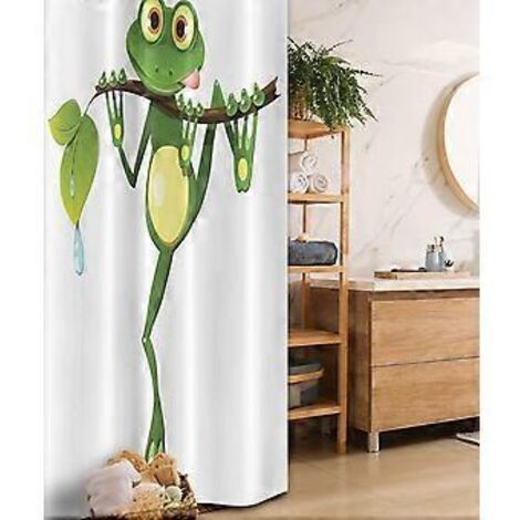 Rideau de douche motif animaux, art vivant de la jungle tropicale, petites grenouilles sur des branches, ensemble de décoration de salle de bain en tissu avec crochets, 180 cm x 180 cm, G