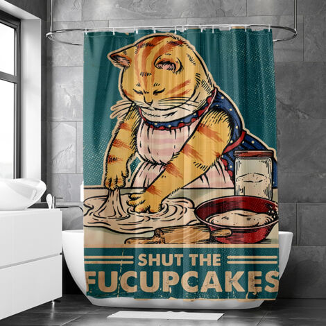 Rideau de douche motif animaux rétro baignoire et décor aquarelle, tissu salle de bain imperméable, 90x180 cm
