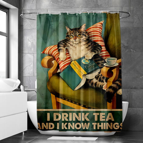 Rideau de douche motif animaux rétro baignoire et décor artistique, tissu salle de bain imperméable, 90x180 cm