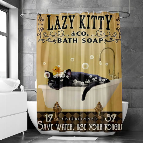 Rideau de douche motif animaux rétro et baignoire décorative, rideau salle de bain imperméable, 90x180 cm