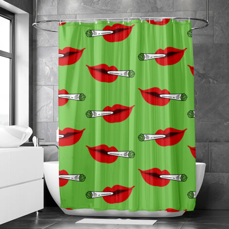 Rideau de douche motif cannabis tropical et artistique, rideau salle de bain imperméable, 150x180 cm
