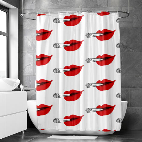 Rideau de douche motif chanvre pastel et décor artistique, tissu salle de bain imperméable, 150x180 cm