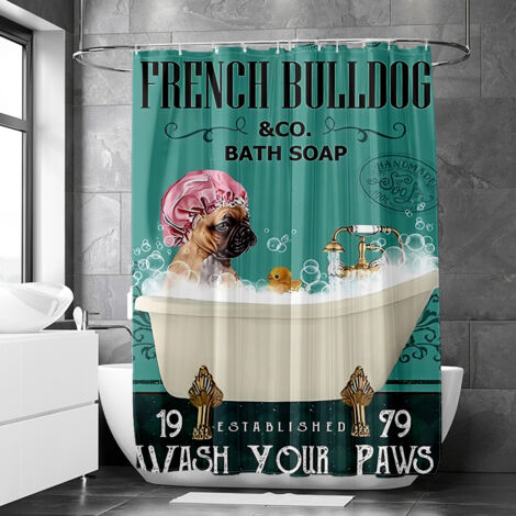 Rideau de douche motif chat rétro et baignoire aquarelle, rideau salle de bain imperméable, 90x180 cm
