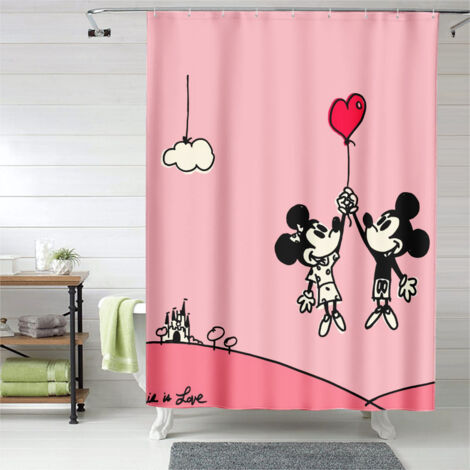 Rideau de douche motif cœurs amoureux, rideau salle de bain, 180x180 cm