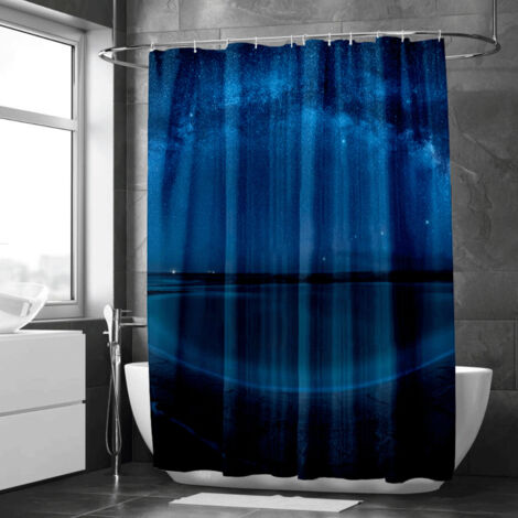 Rideau de douche motif coucher de soleil sur mer, polyester imperméable, 150x180 cm