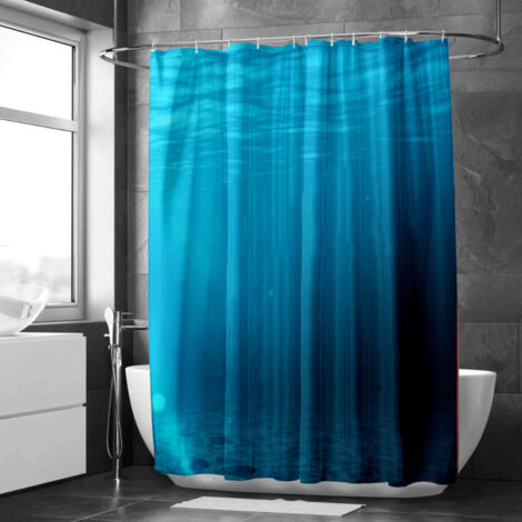 Rideau de douche motif dauphins et tortues, polyester imperméable, 150x180 cm