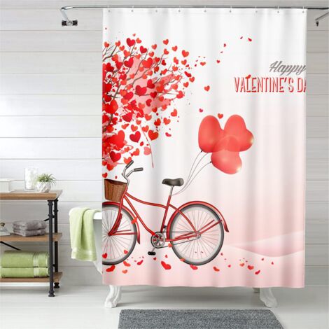 Rideau de douche motif décoratif, œillets plastique, polyester, lavable