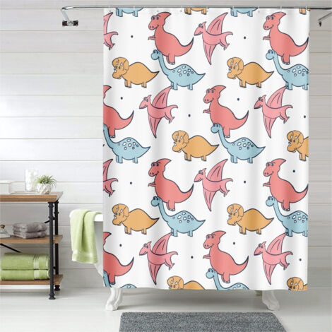 Rideau de douche motif dinosaure graphique doux, tissu imperméable, 150x180 cm