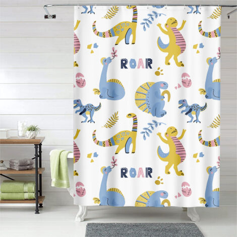 Rideau de douche motif dinosaure minimaliste, polyester imperméable, 150x180 cm
