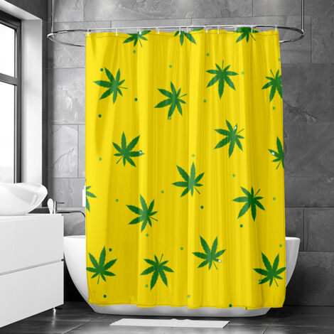 Rideau de douche motif feuilles de cannabis modernes, tissu salle de bain imperméable, 90x180 cm