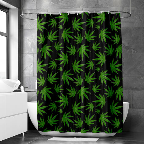 Rideau de douche motif feuilles de chanvre douces, rideau salle de bain imperméable, 90x180 cm