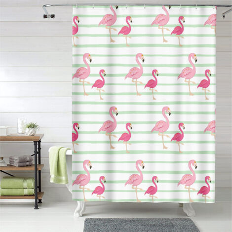 Rideau de douche motif flamant rose artistique pastel, tissu imperméable, 90x180 cm