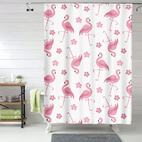 Rideau de douche motif flamant rose artistique, tissu imperméable, 150x180 cm