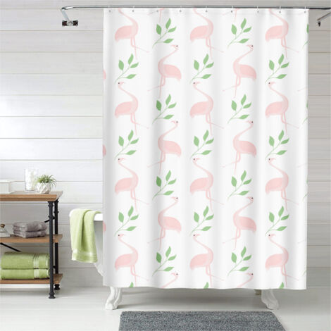 Rideau de douche motif flamant rose artistique, tissu imperméable,150x180 cm,Polyester,Rose