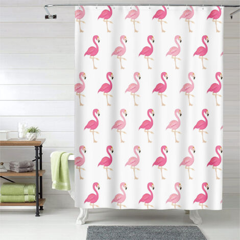Rideau de douche motif flamant rose élégant, rideau salle de bain imperméable, 150x180 cm