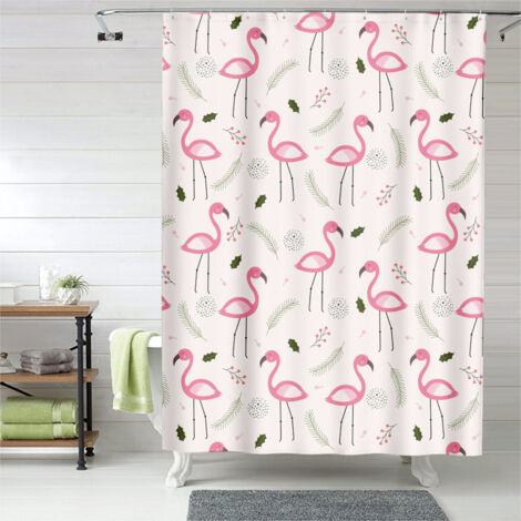 Rideau de douche motif flamant rose élégant, tissu imperméable, 150x180 cm