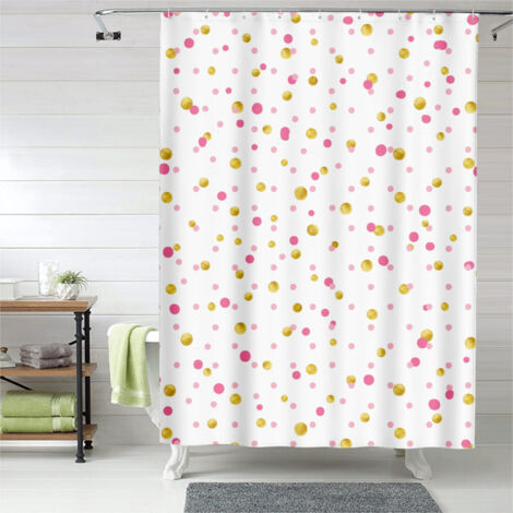 Rideau de douche motif flamant rose tropical, polyester imperméable,90x180 cm,Polyester,Rose