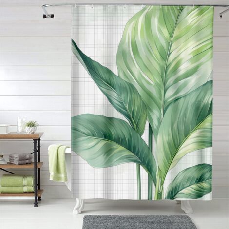 Rideau de douche motif forêt équatoriale, œillets plastique, imperméable