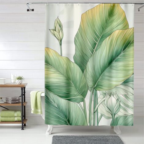 Rideau de douche motif forêt vierge, œillets plastique, imperméable polyester