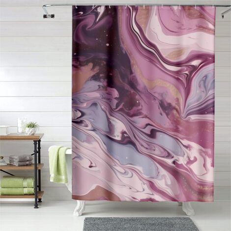 Rideau de douche motif marbre, œillets plastique, durable