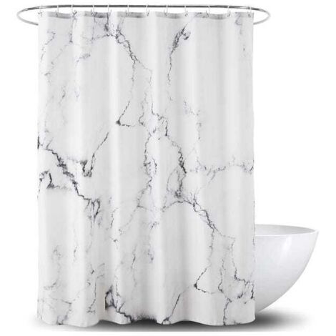 Rideau de douche, motif marbre, ourlet lesté, anti-moisissure, imperméable, lavable, pour salle de bain, 180 x 180 cm