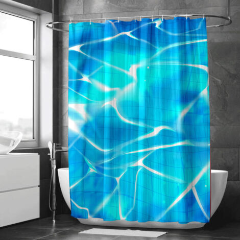 Rideau de douche motif monde sous-marin tropical, polyester imperméable, 90x180 cm