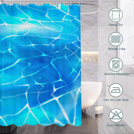Rideau de douche motif plage et vagues douces, rideau salle de bain imperméable, 90x180 cm
