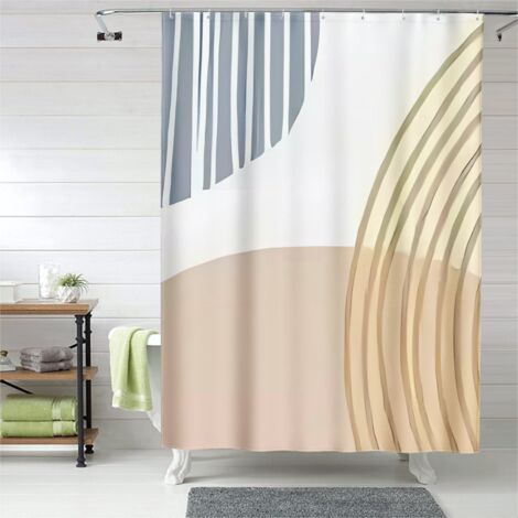 Rideau de douche motifs carreaux, œillets plastique, 150x180 cm, qualité