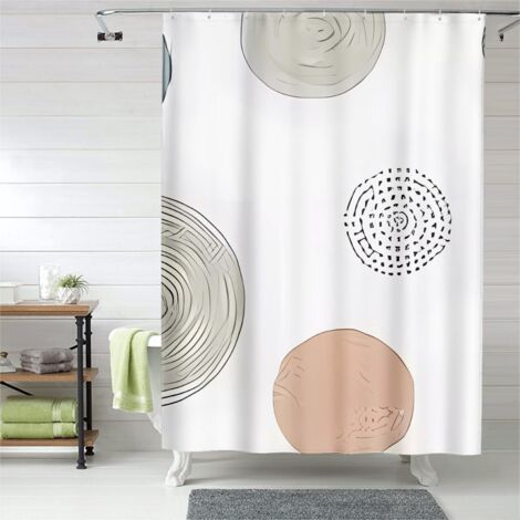 Rideau de douche motifs mosaïque moderne, œillets plastique, 150x180 cm
