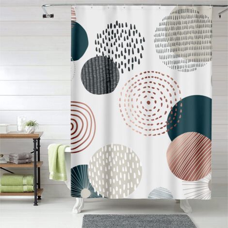 Rideau de douche motifs torsades, œillets plastique, polyester, lavable