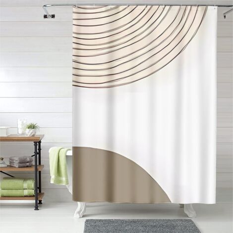 Rideau de douche motifs triangles superposés, œillets plastique, durable