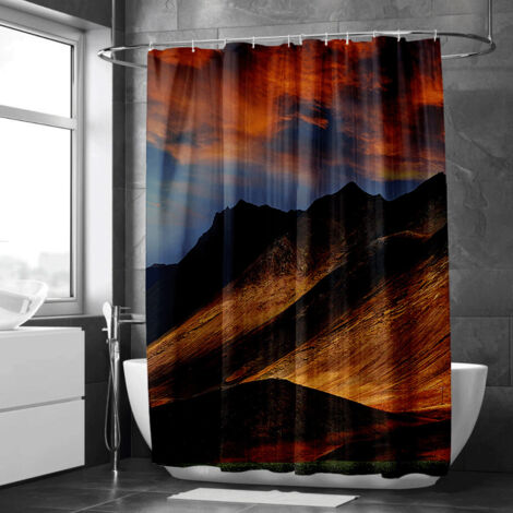Rideau de douche nature aquarelle, style cottage, tissu lavable, déco salle de bain moderne - 90x180cm