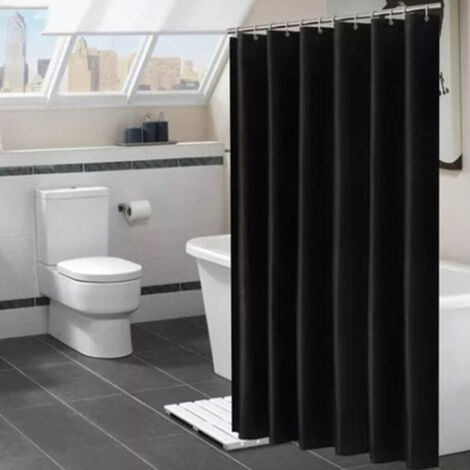 Rideau de douche noir pur, rideau de douche en tissu Polyester imperméable épais 200x200cm