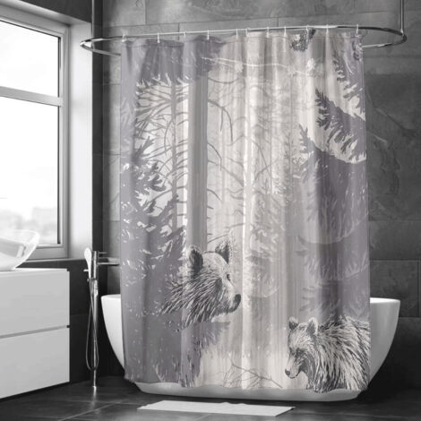 Rideau de douche paysage brumeux vert forêt – Élégant, imperméable