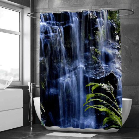 Rideau de douche paysage crépuscule, design artistique, tissu lavable, accessoire baignoire - 180x180cm