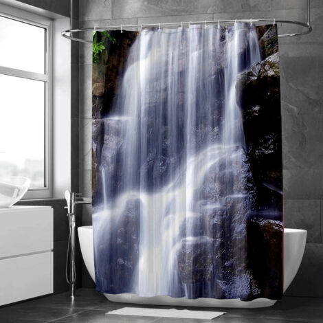 Rideau de douche paysage prairie, style minimaliste, tissu pratique, rideau salle de bain - 180x180cm
