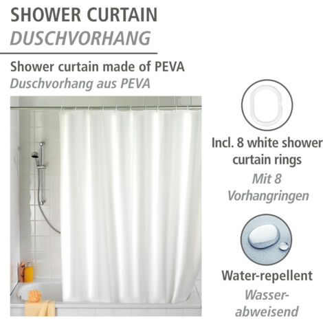 Rideau de douche, PEVA, couleur blanche, 120x200 cm, WENKO