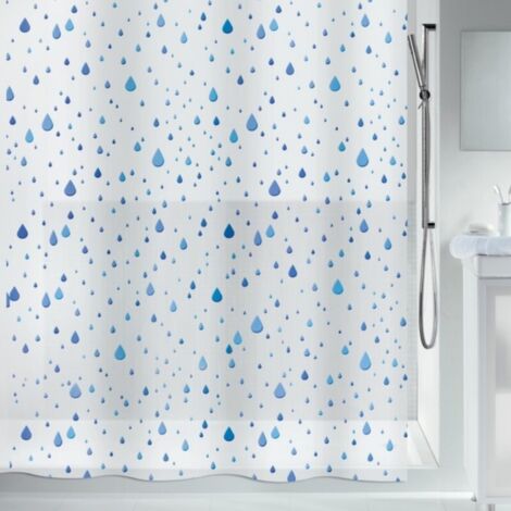 Rideau de douche PEVA WATERDROP 180x200cm Bleu & Blanc Spirella