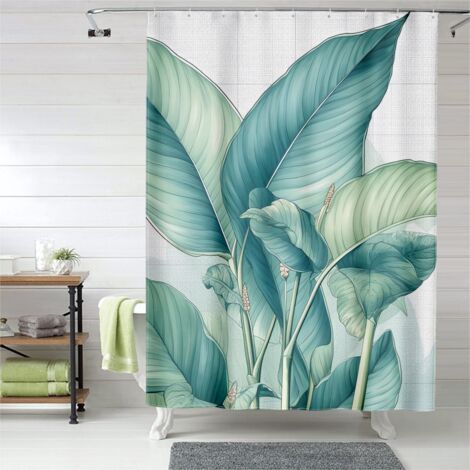 Rideau de douche plantes exotiques géantes, œillets plastique, lavable