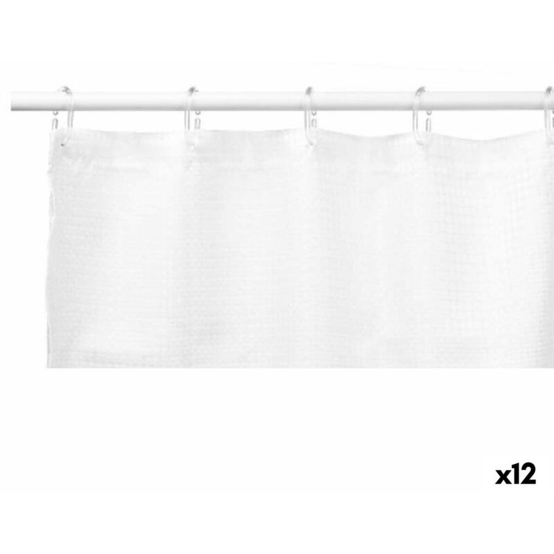 Rideau derideau de douche blancpolyester 180 x 180 cm (12 pièces)