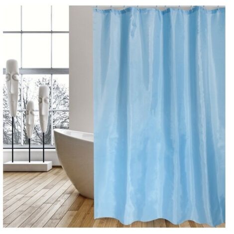 Rideau de douche Polyester 120x200cm Bleu - Anneaux inclus MSV