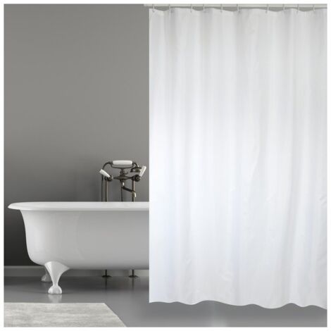 Rideau de douche Polyester 180x200cm Blanc  - Anneaux inclus MSV