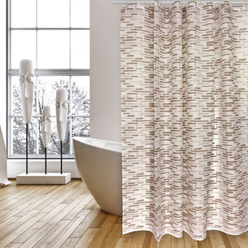 Rideau de douche Polyester brique 180x200cm Beige - Anneaux inclus MSV