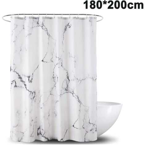 Rideau De Douche - Polyester Imprimé Numérique 3D Motif Marbre - Anti-moisissure Anti-bactérien Imperméable - 180 x 180 cm ou 180 x 200 cm - 12 Oeillets Inoxydables