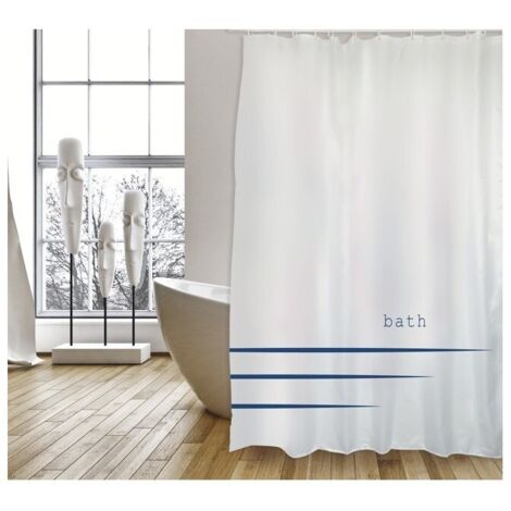 Rideau de douche Polyester PACCO 180x200cm QUALITE PREMIUM   Blanc - Anneaux inclus MSV